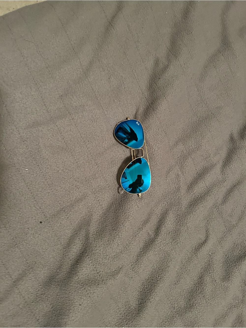 Ray-Ban Gold Frame Sunglasses with Blue Lenses